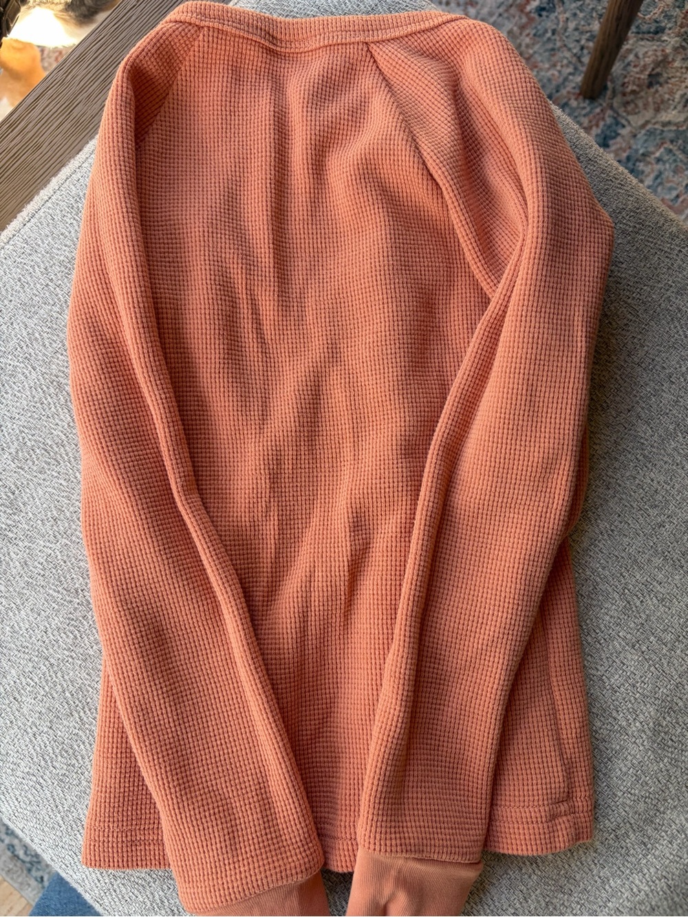 Waffle Knit Button-Up Top in Rust - Picture 4 of 4